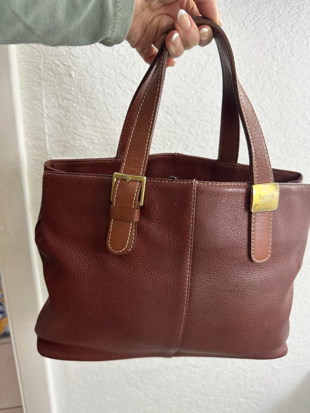 Authentic Vintage Burberrys Burgundy Leather Tote Bag Entropy COA